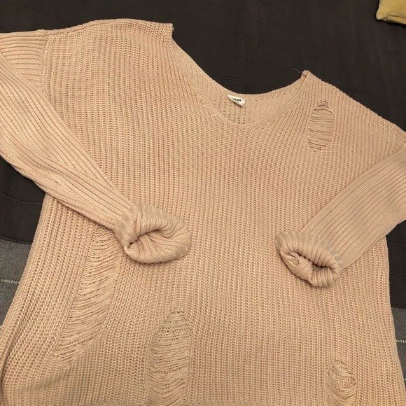 Garage Distressed Knit Top Light Pink Sz XS - Picture 2 of 5